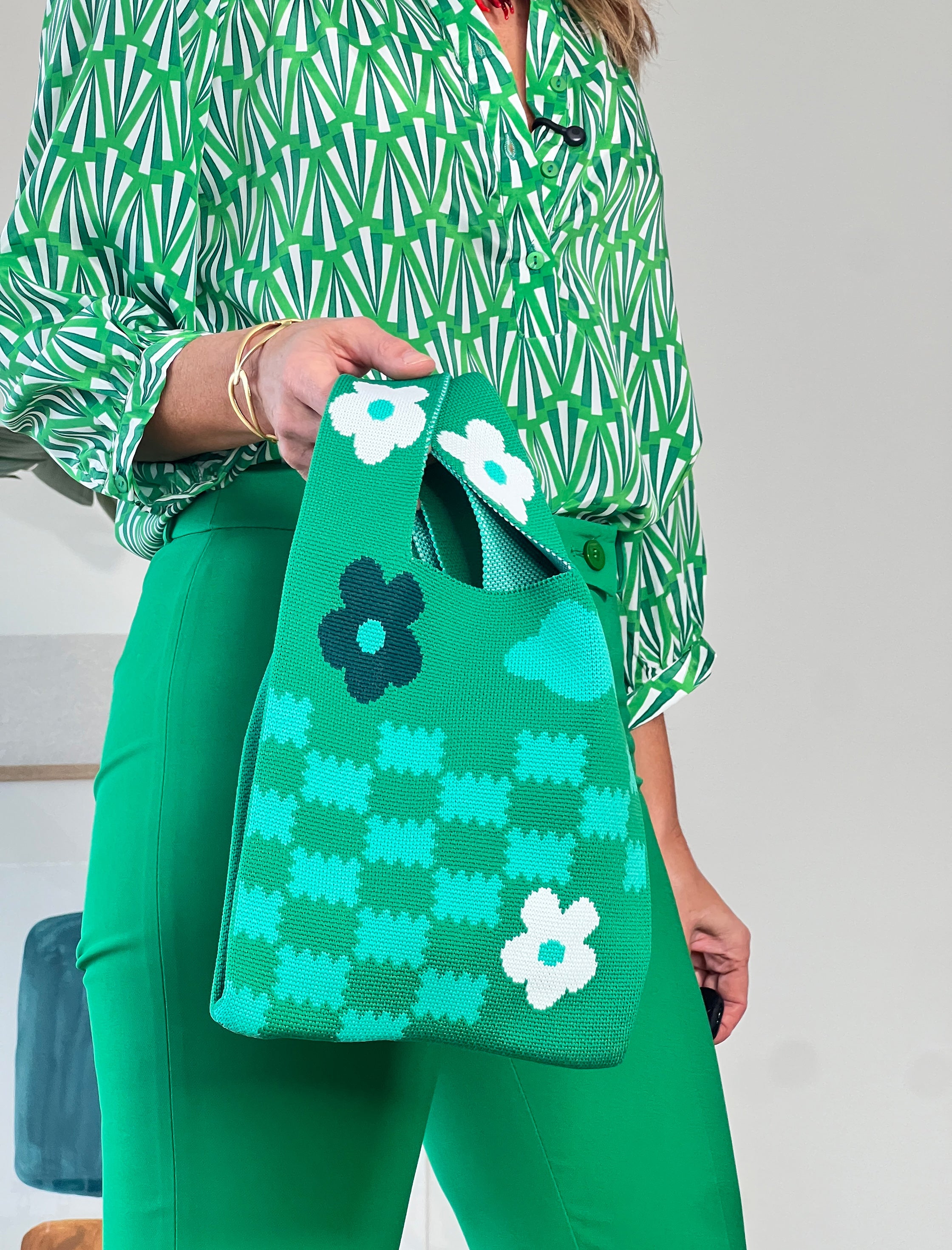 Bolso de punto Flowers