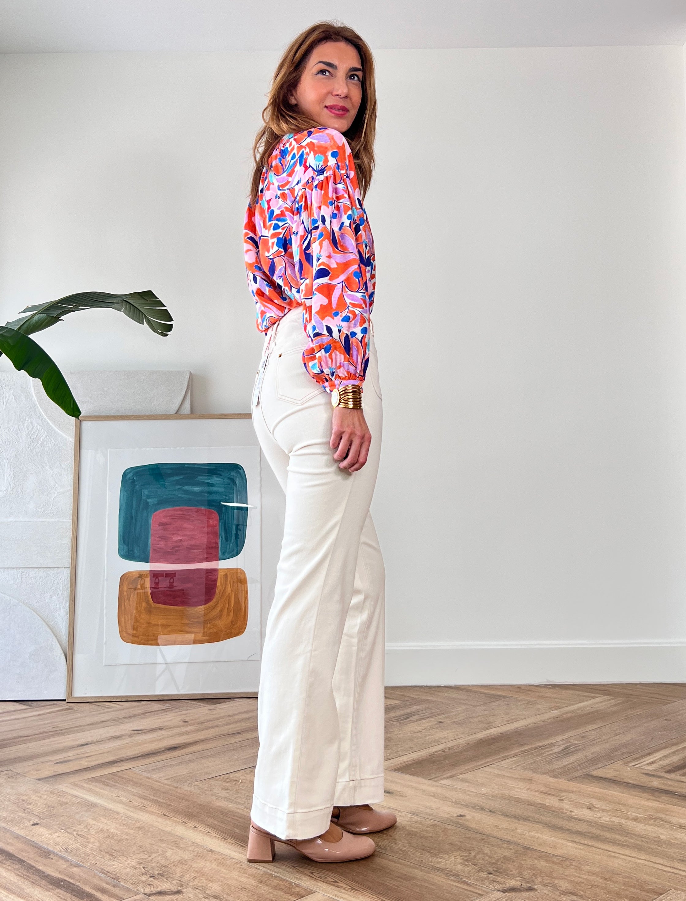 Jeans más bolsillos crema