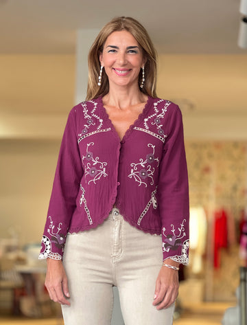 Camisa artesana burdeos