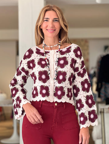 Rebeca floral artesana