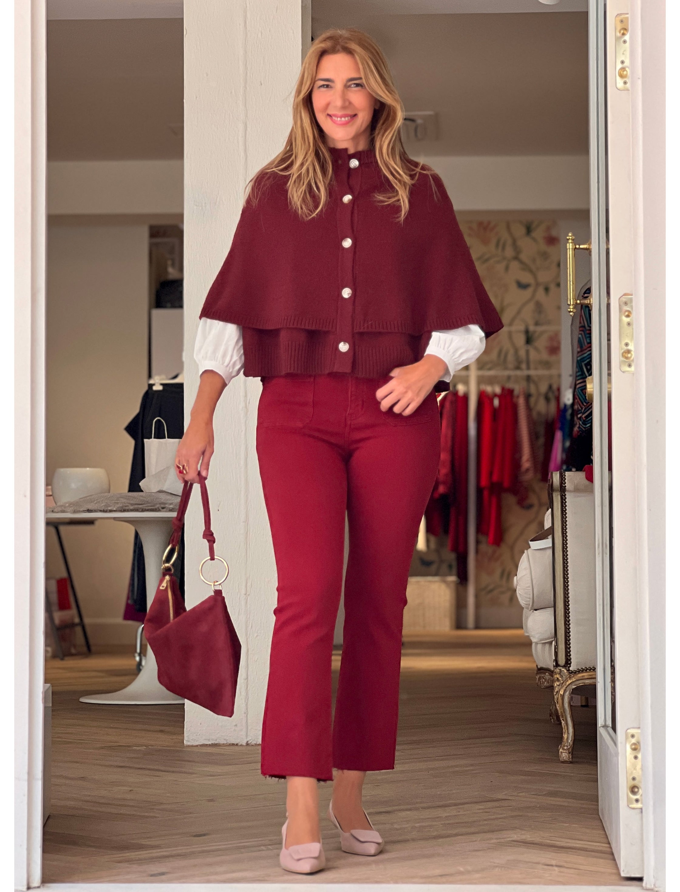 Capa de punto superchic burdeos