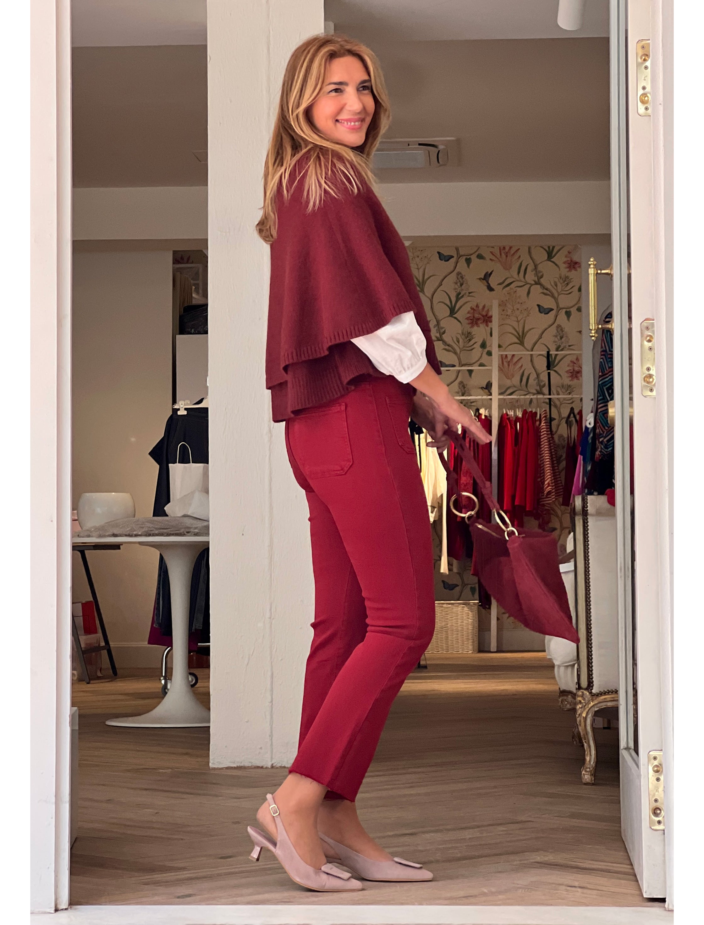 Capa de punto superchic burdeos