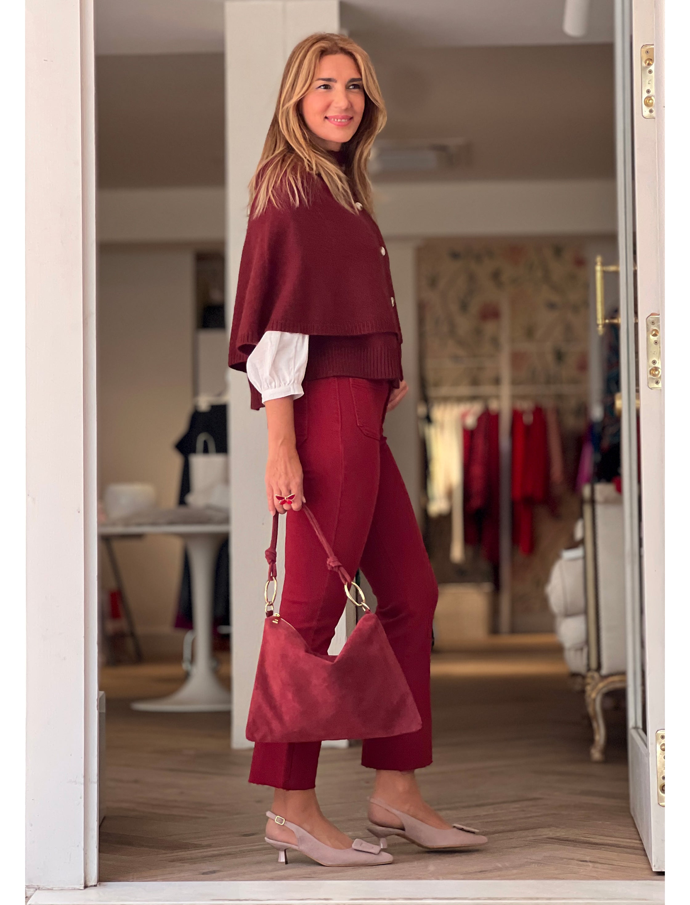 Capa de punto superchic burdeos