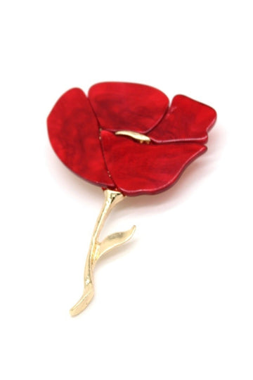 Broche flor nacar rojo