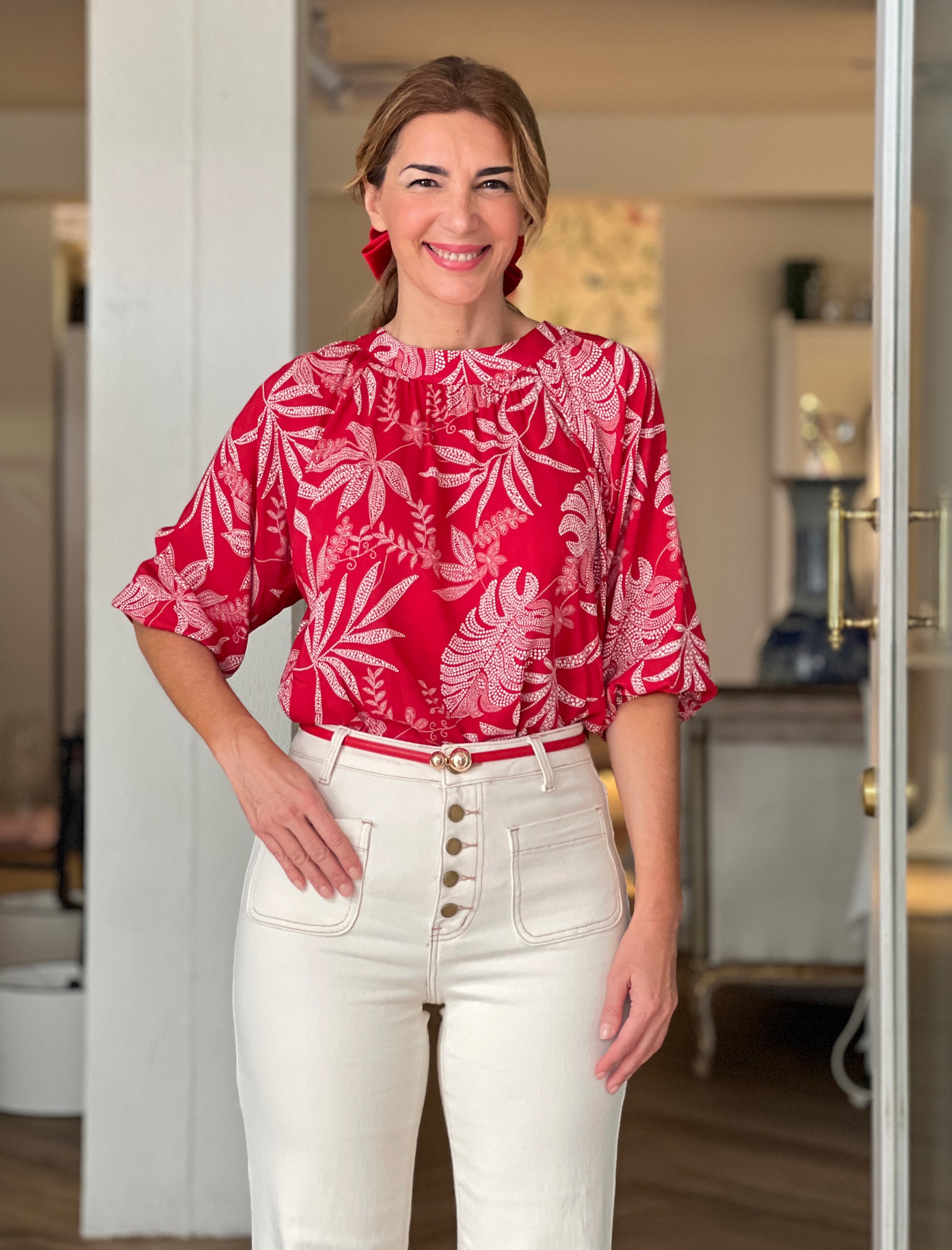 Jeans más bolsillos crema