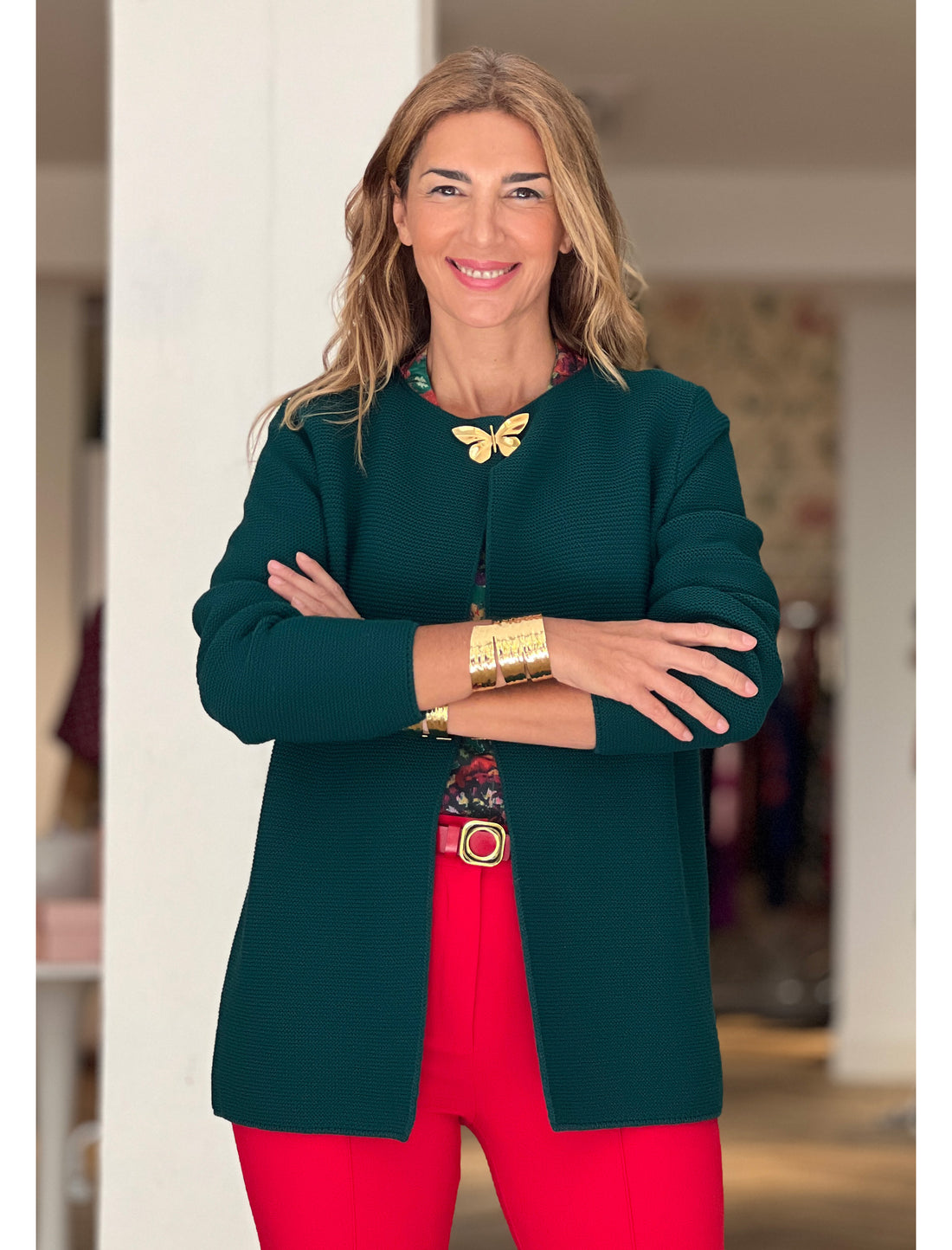 Broche mariposa dorada