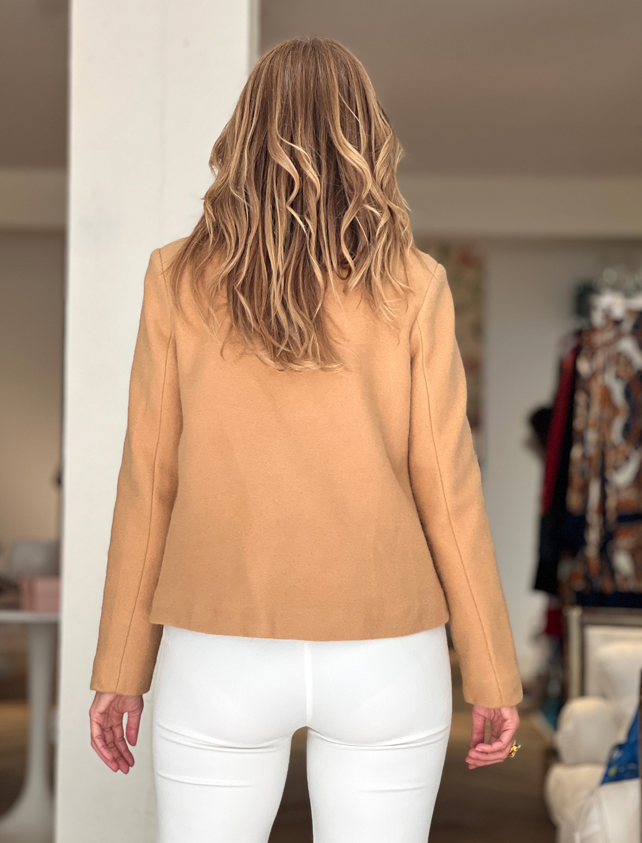 Chaqueta supersuave de botones camel