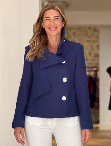 Chaqueta supersuave de botones azulón