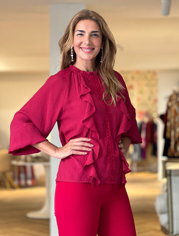 Camisa boho burdeos
