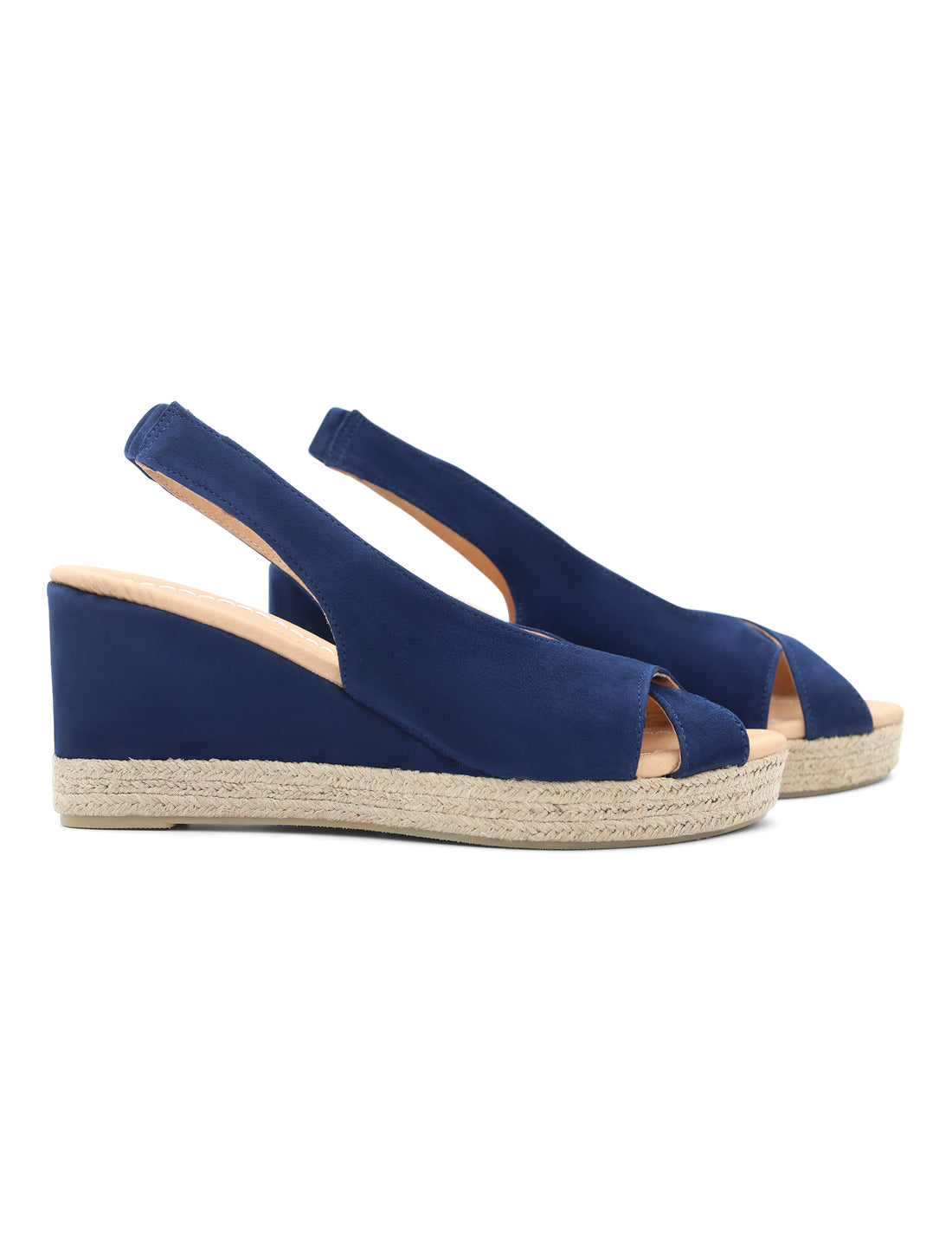Alpargata de cuña piel puntera cruzada Provenza marino