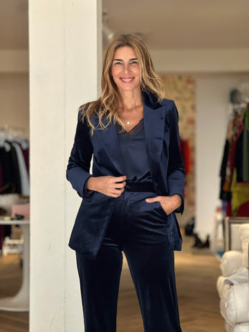 Chaqueta ideal de terciopelo azul