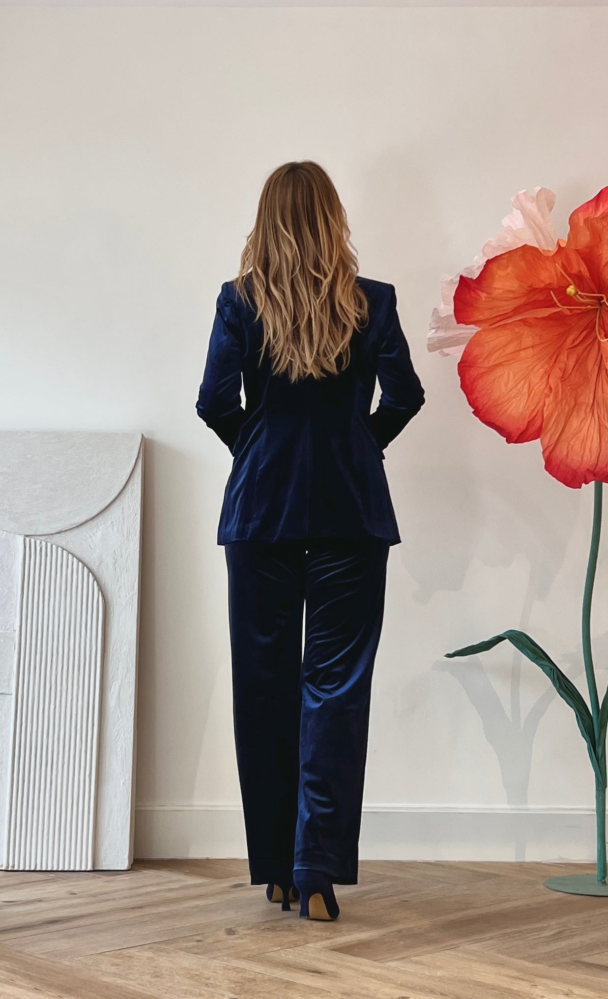 Chaqueta ideal de terciopelo azul