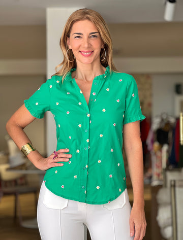 Camisa Primavera Algodon Verde