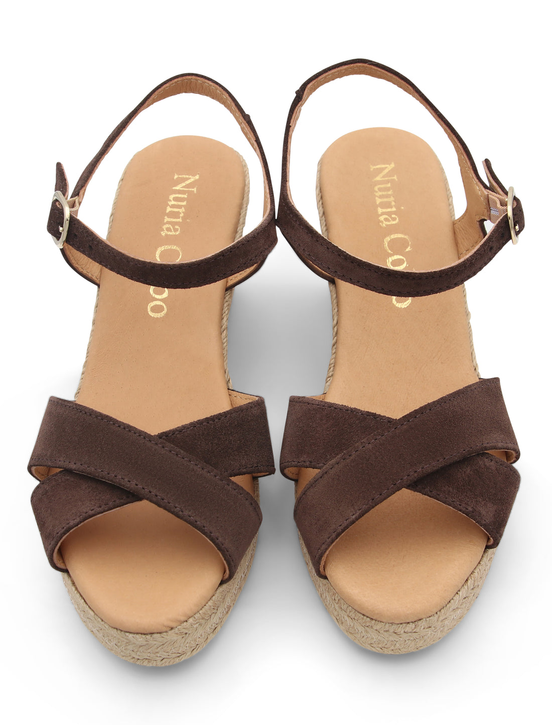 Alpargata de cuña Sandalia bonita marrón chocolate