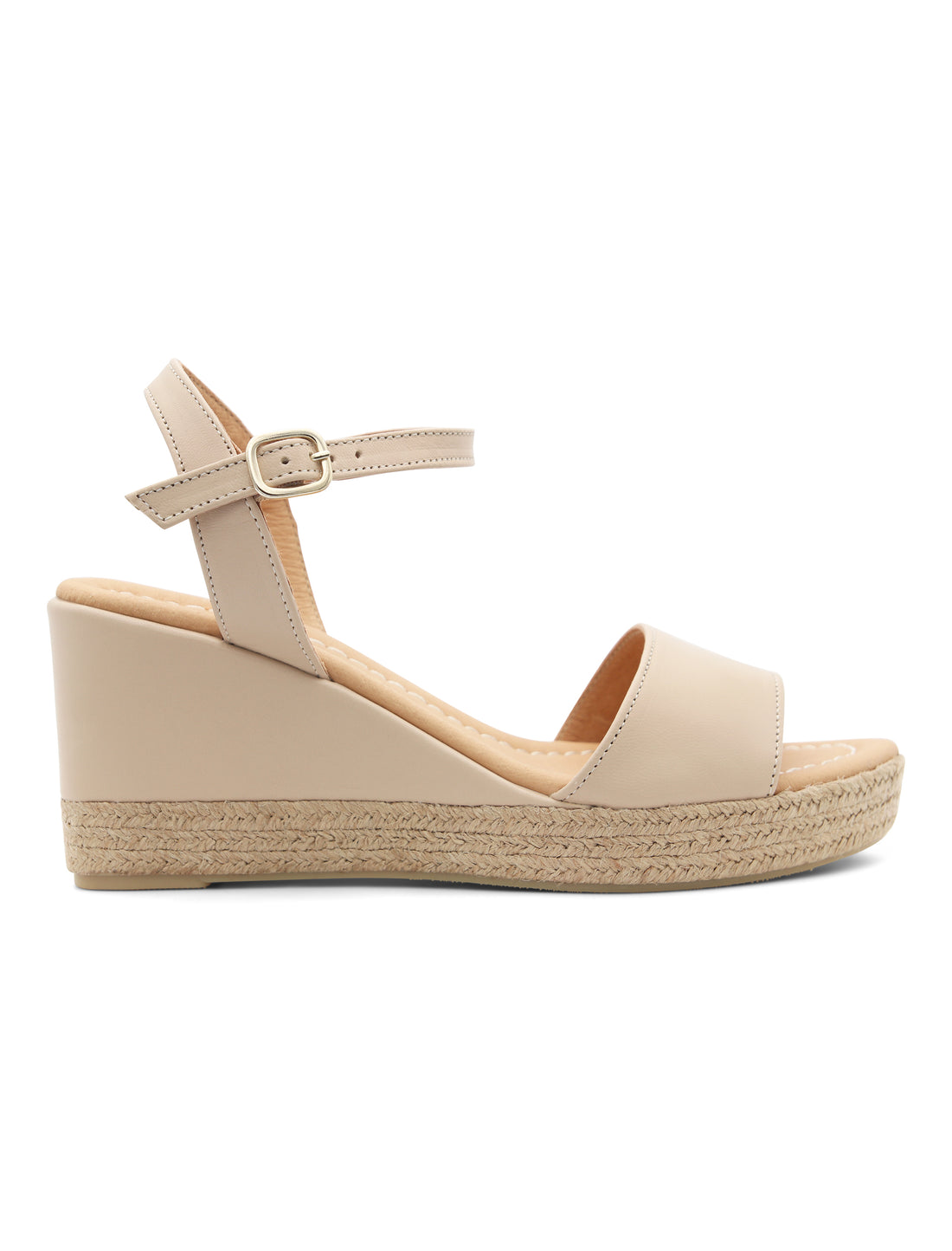 Alpargata de cuña piel Hebilla Bonita hielo