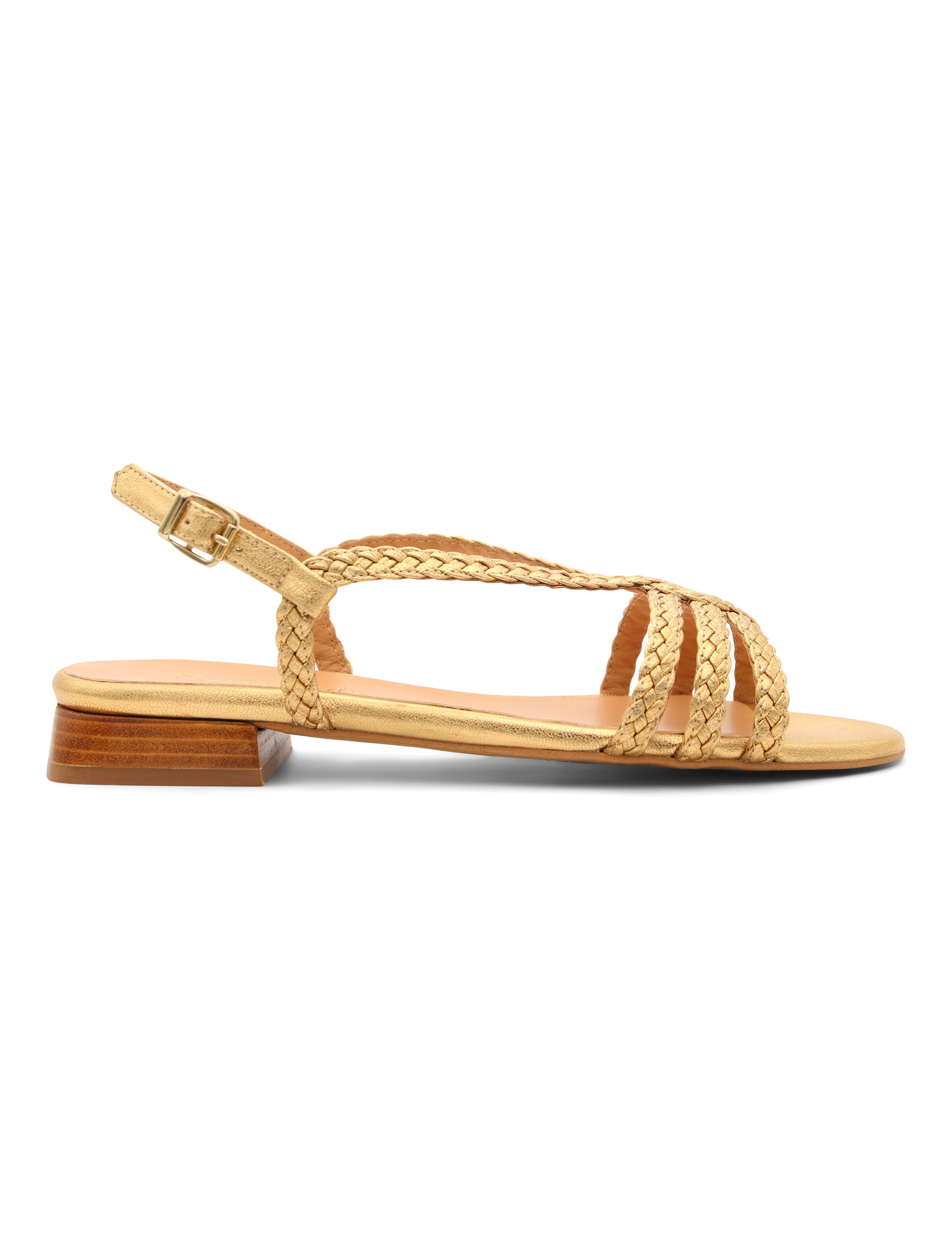 Sandalia trenzada dorada