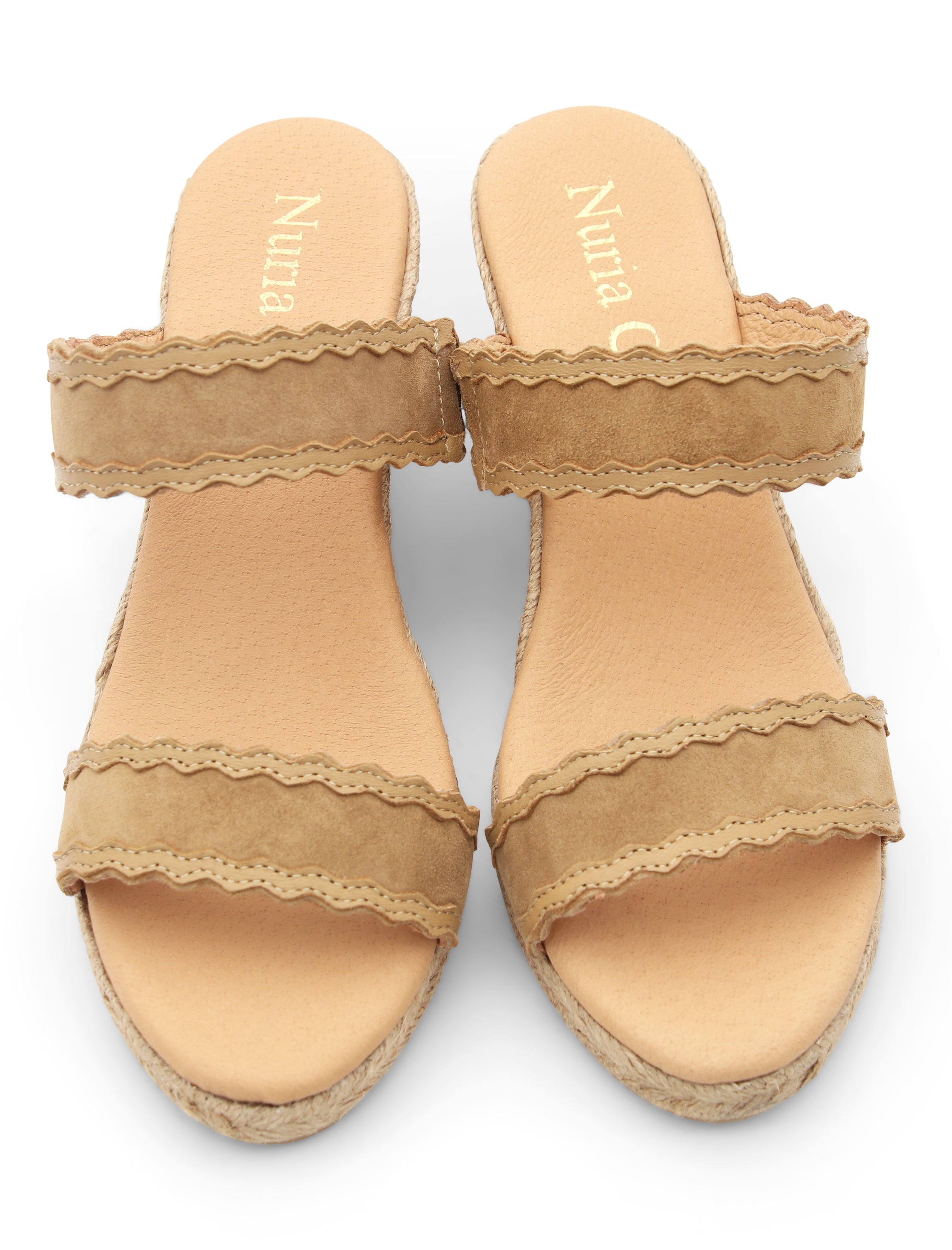Sandalia cuña espadrille camel