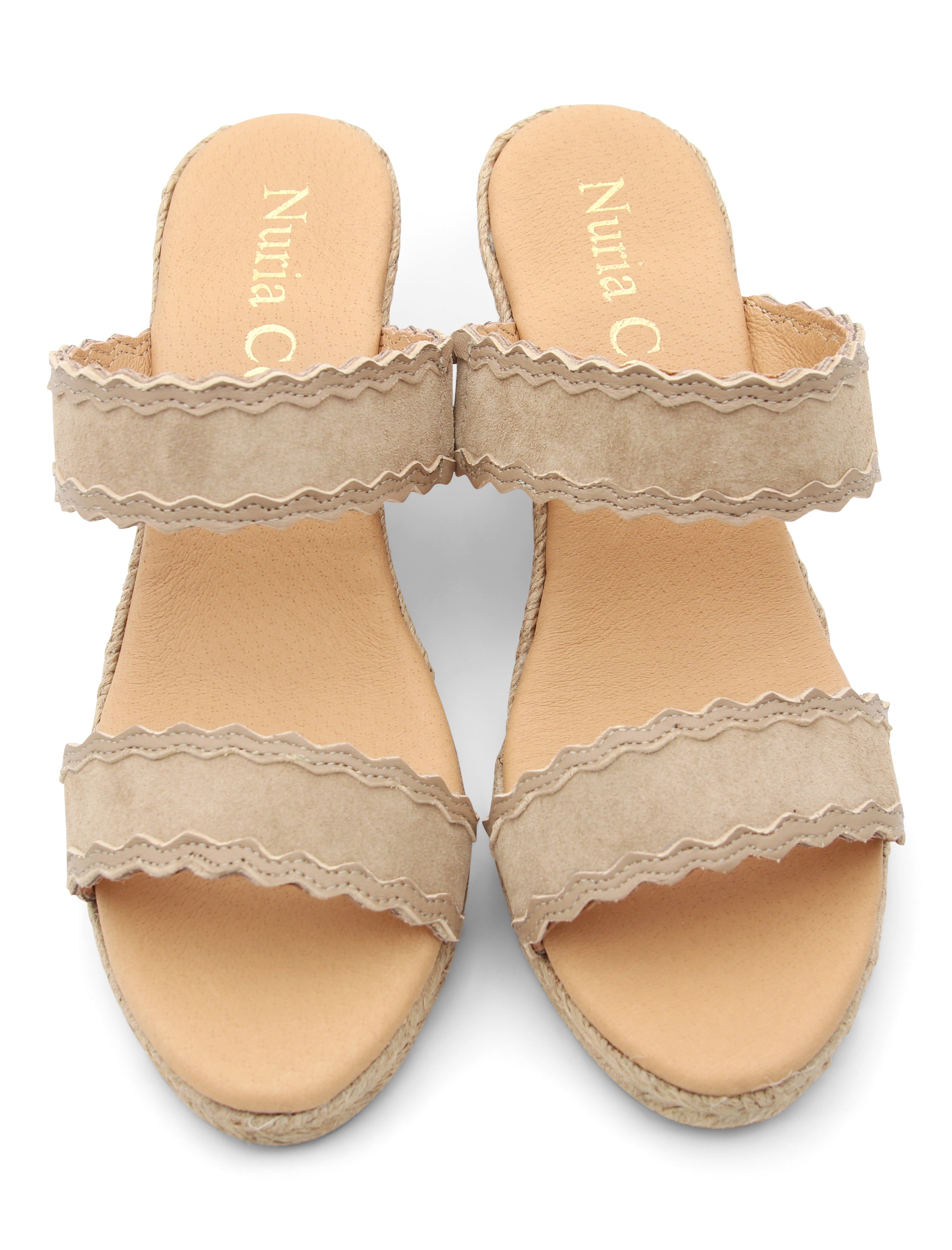 Sandalia cuña espadrille visón