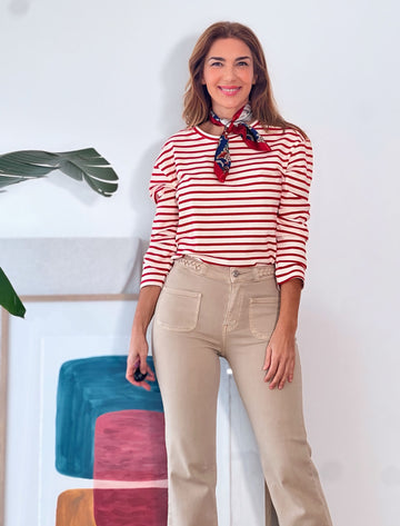 Jeans camel trenzados chic