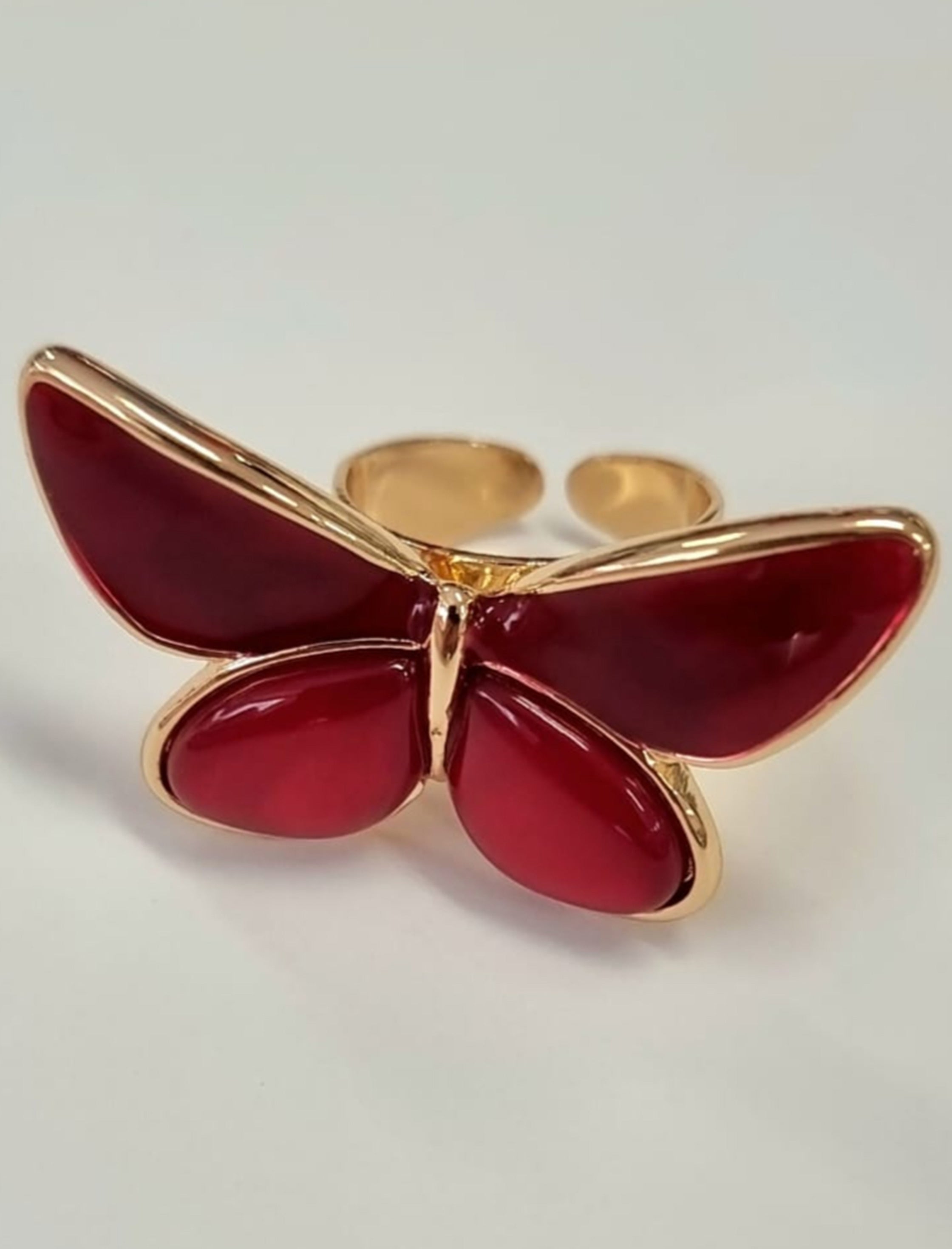 Anillo mariposa ideal rojo