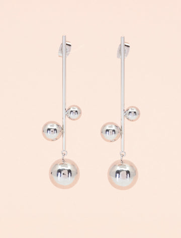 Geometric Silver Balls Earring