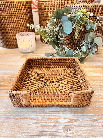 SQUARE RATTAN NAPKIN HOLDER