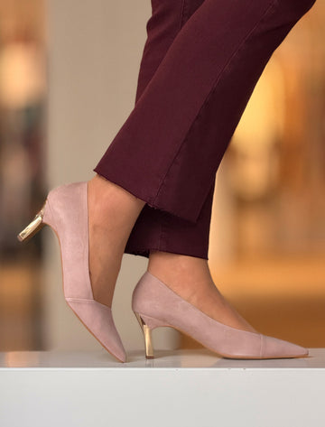 zapatos de salón aguamarina de tacón medio para mujer