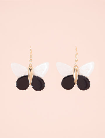 PENDIENTES MARIPOSAS CHIC NEGRO/BLANCO