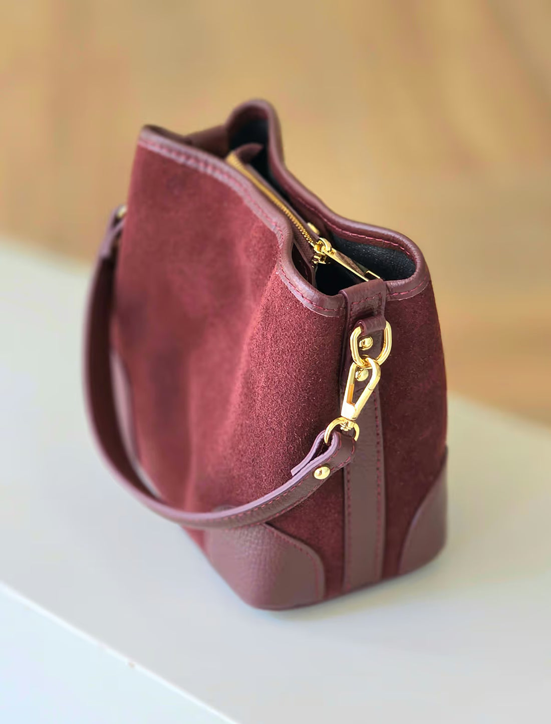 Bolso burdeos bombonera très chic