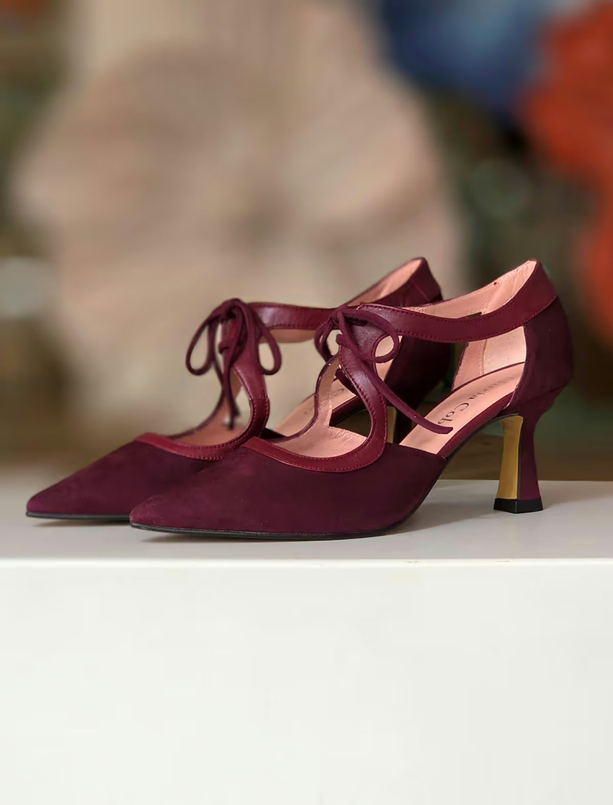 Zapato de fiesta tacón medio burdeos Jimena
