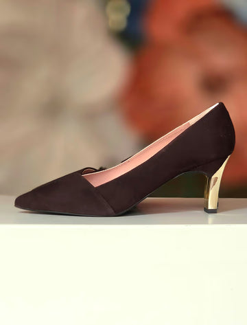Zapato ante marrón tacón medio Aguamarina