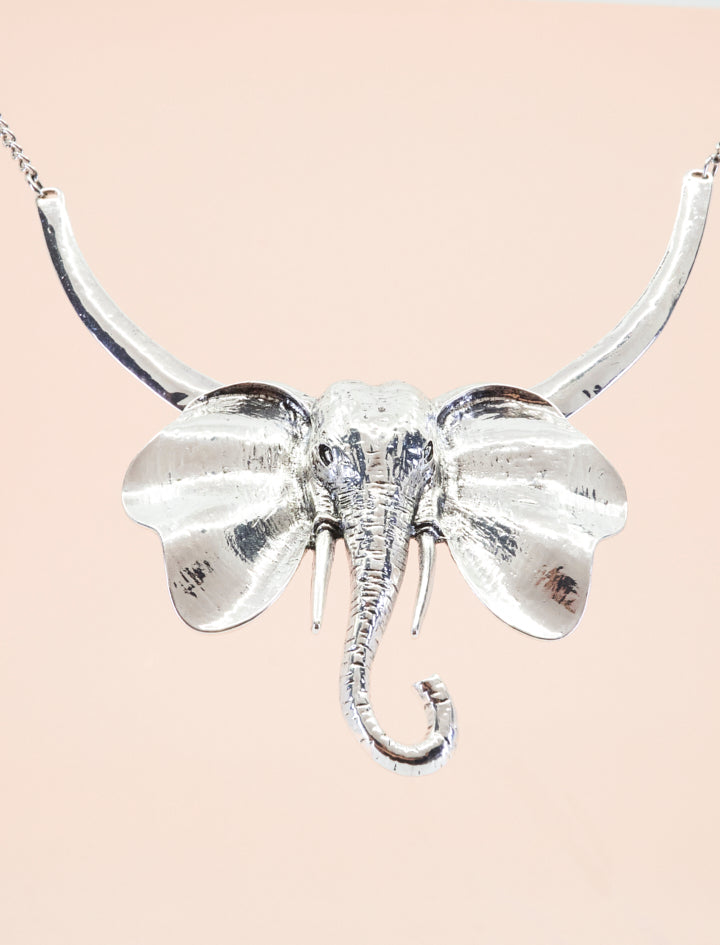Silver Elephant Sculpture Necklace