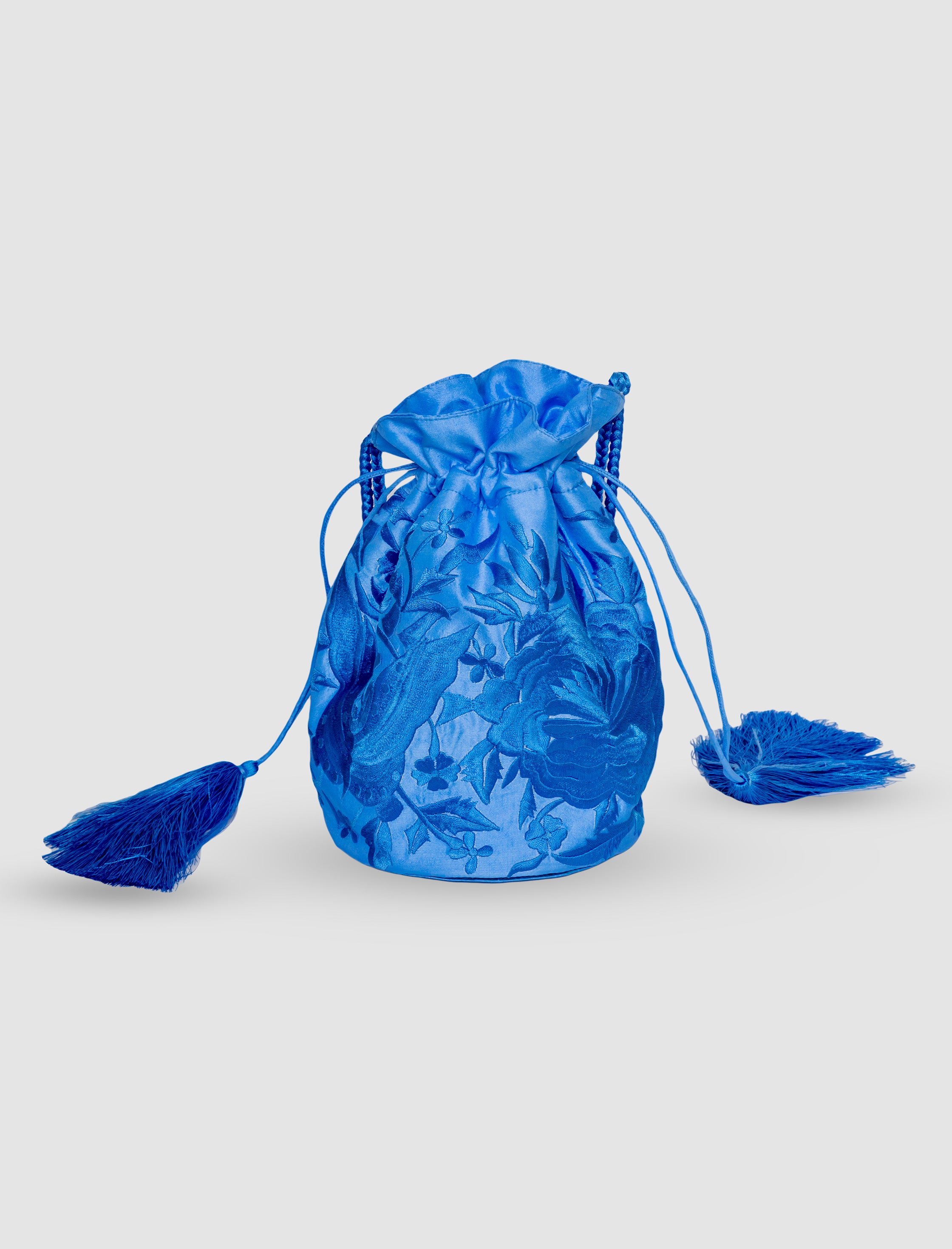 Bolso pochette seda bordada azul
