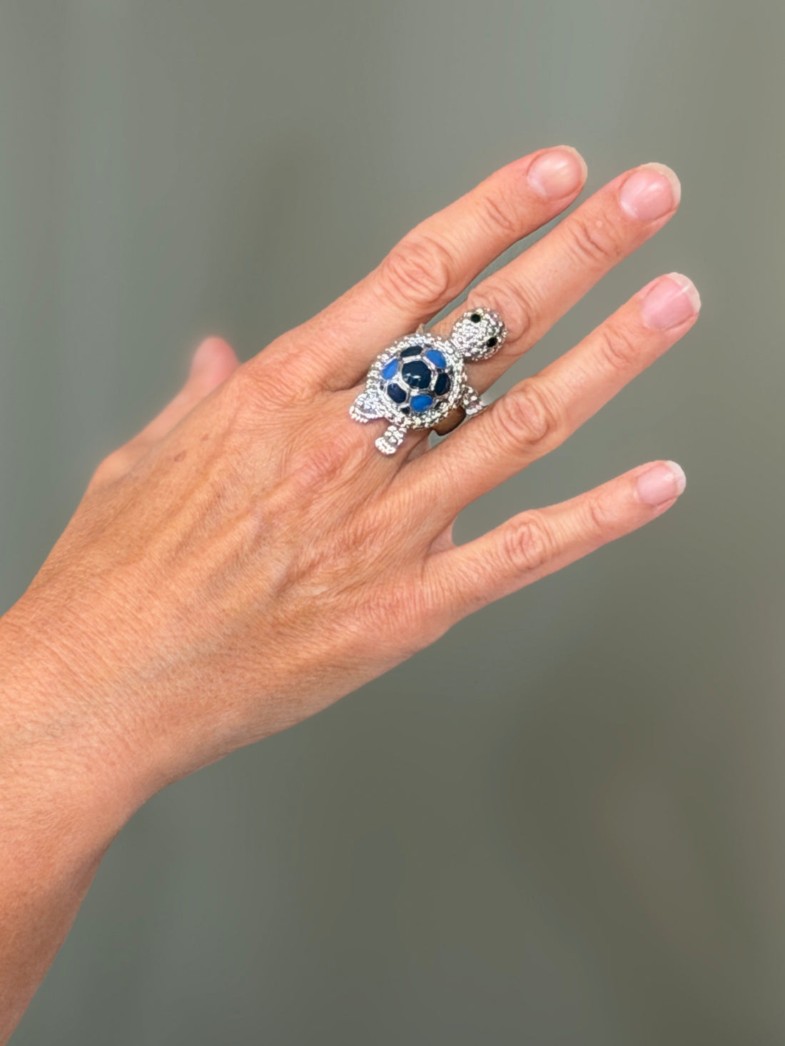 Anillo tortuga plateado
