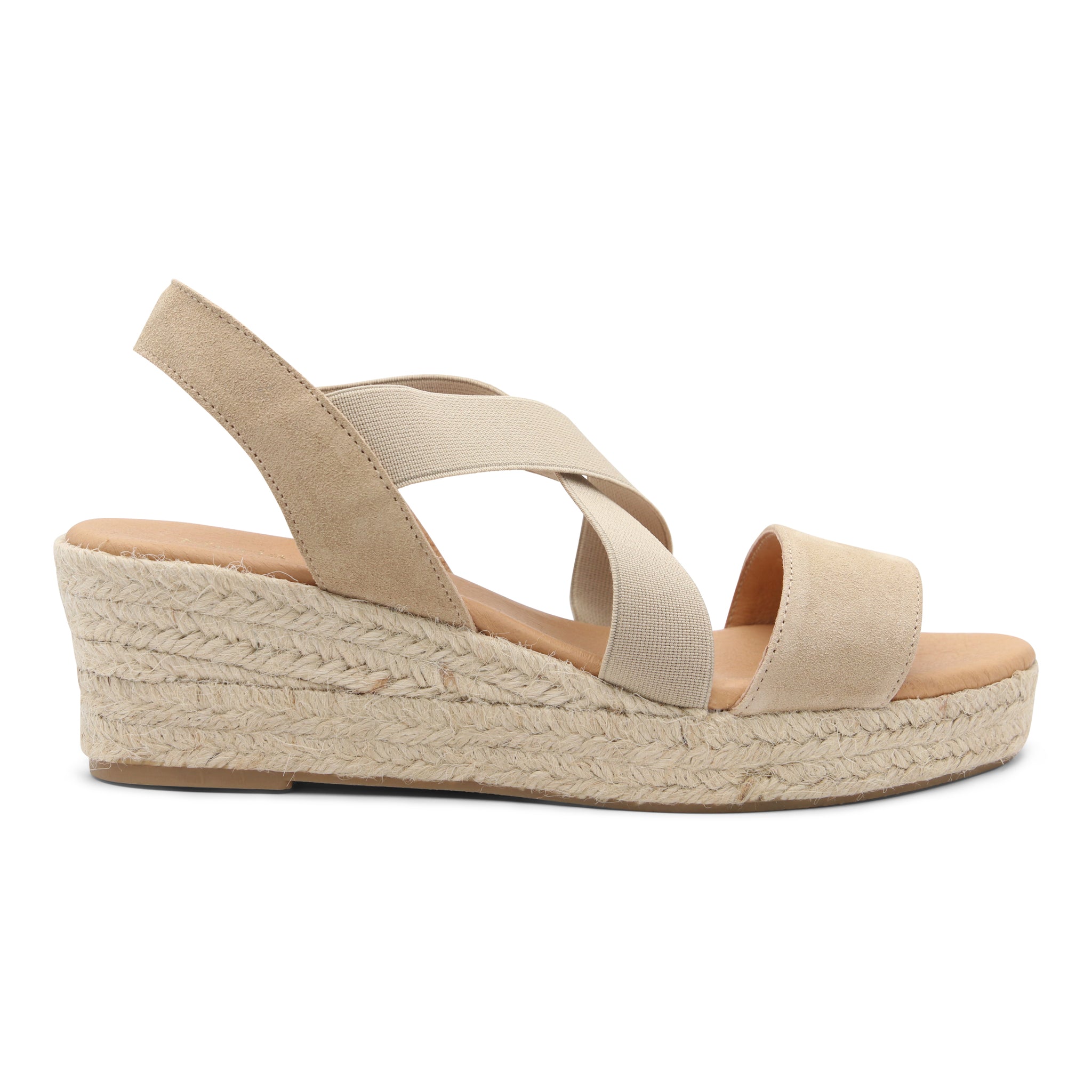 Alpargata nude con cuña y tiras elásticas Nuria Cobo