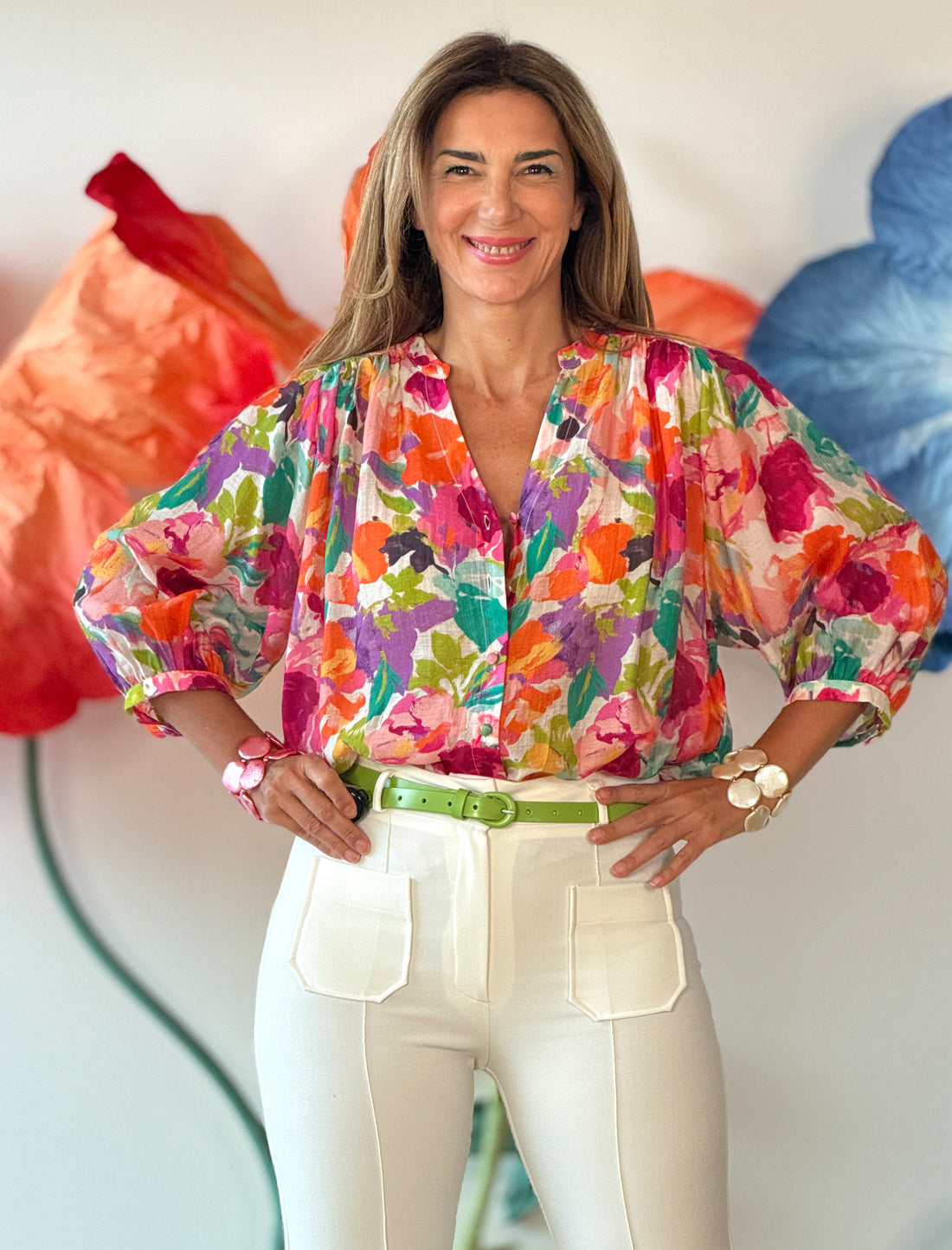 Camisa estampada floral suave