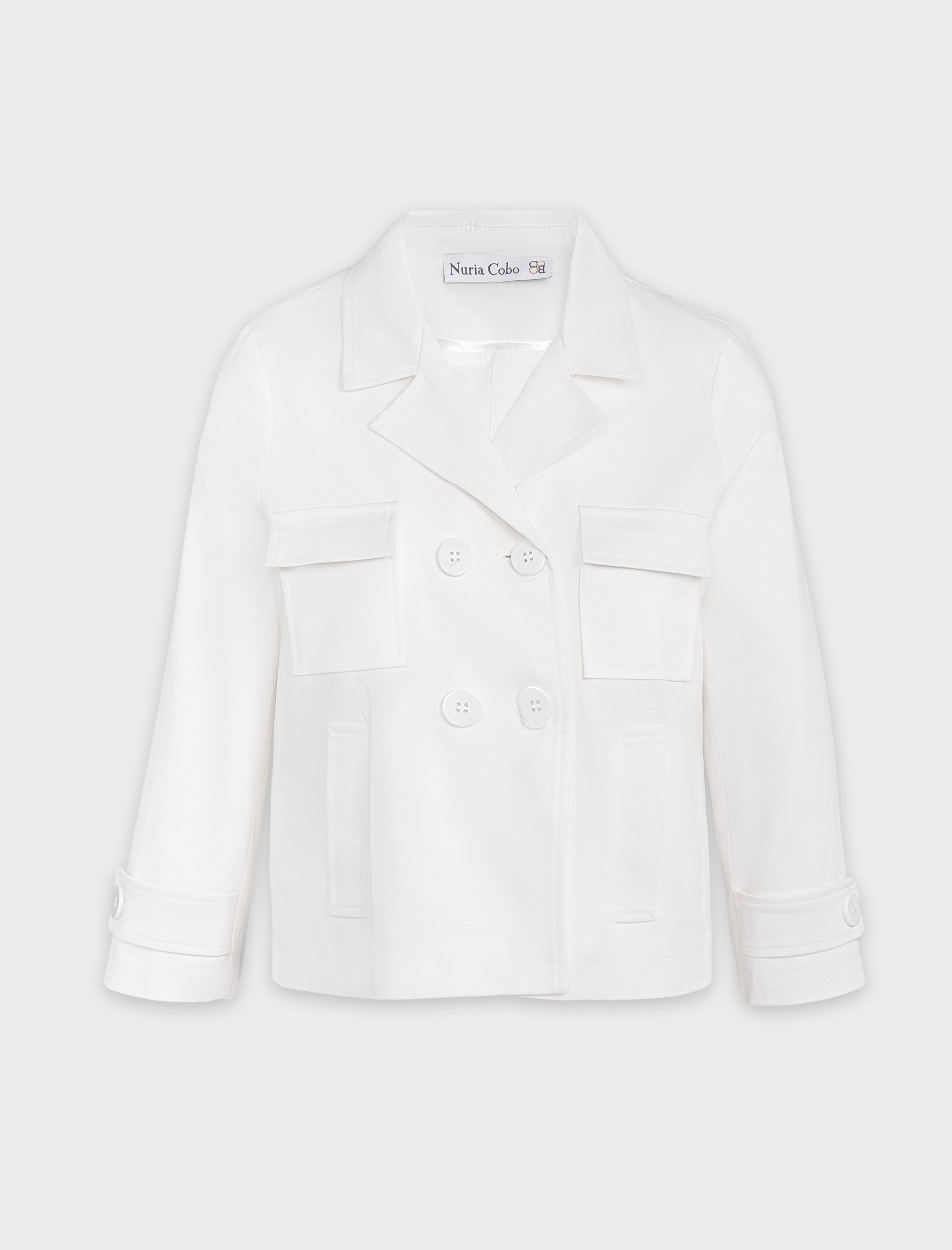 Chaqueta blanca cruzada chic bonita