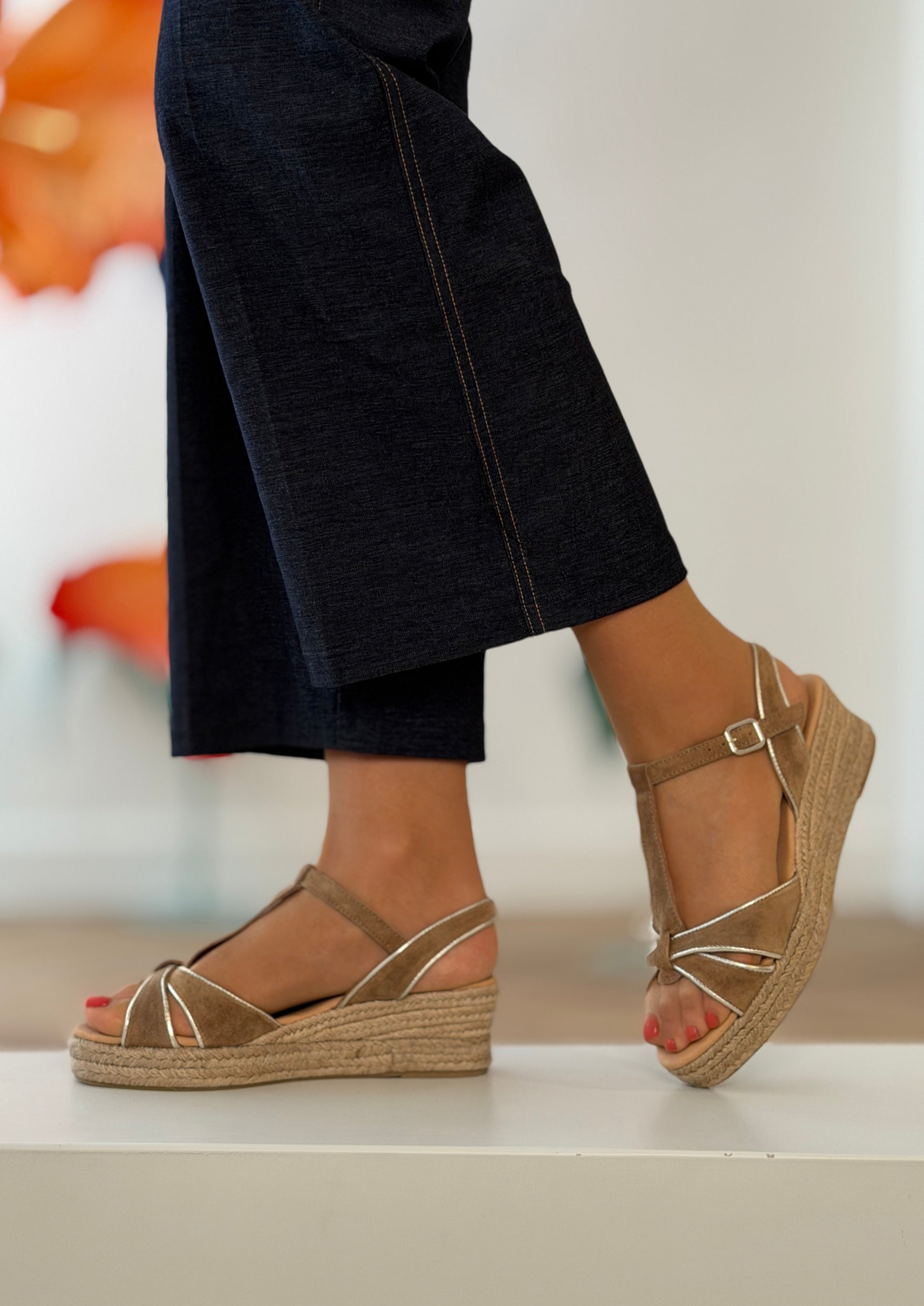 Alpargata de Cuña Sandalia Palma camel