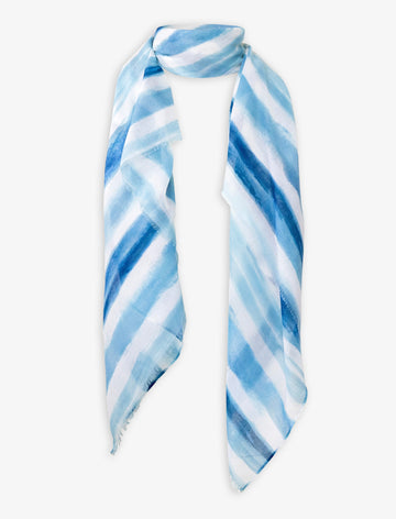 Pañuelo de viscosa tipo foulard en estampado azul y blanco