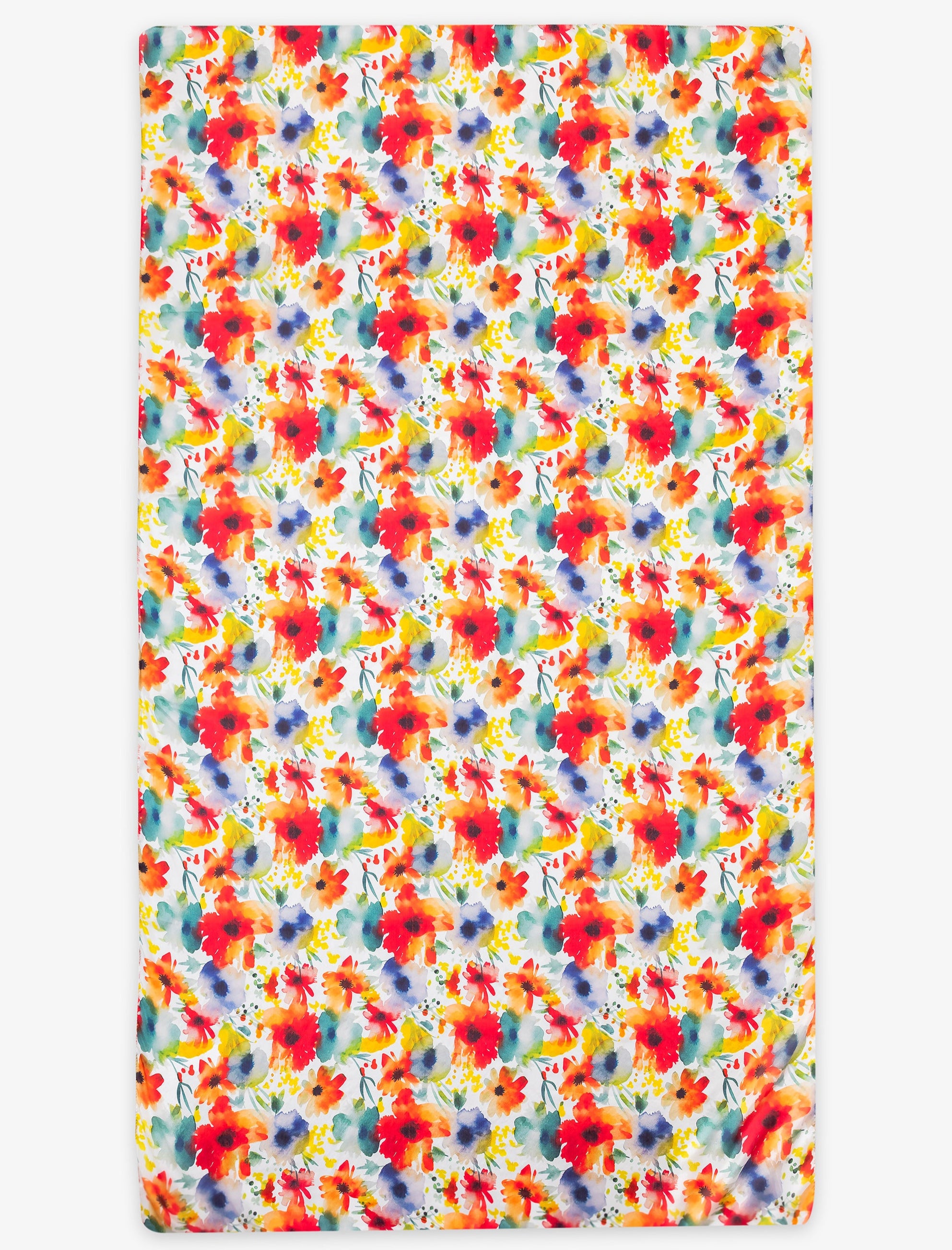 Pañuelo de seda Fiore con estampado en naranja, azul y rojo – Nuria Cobo