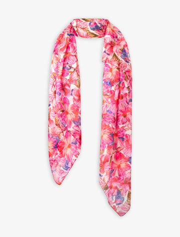 Pañuelo de seda paisaje rosa