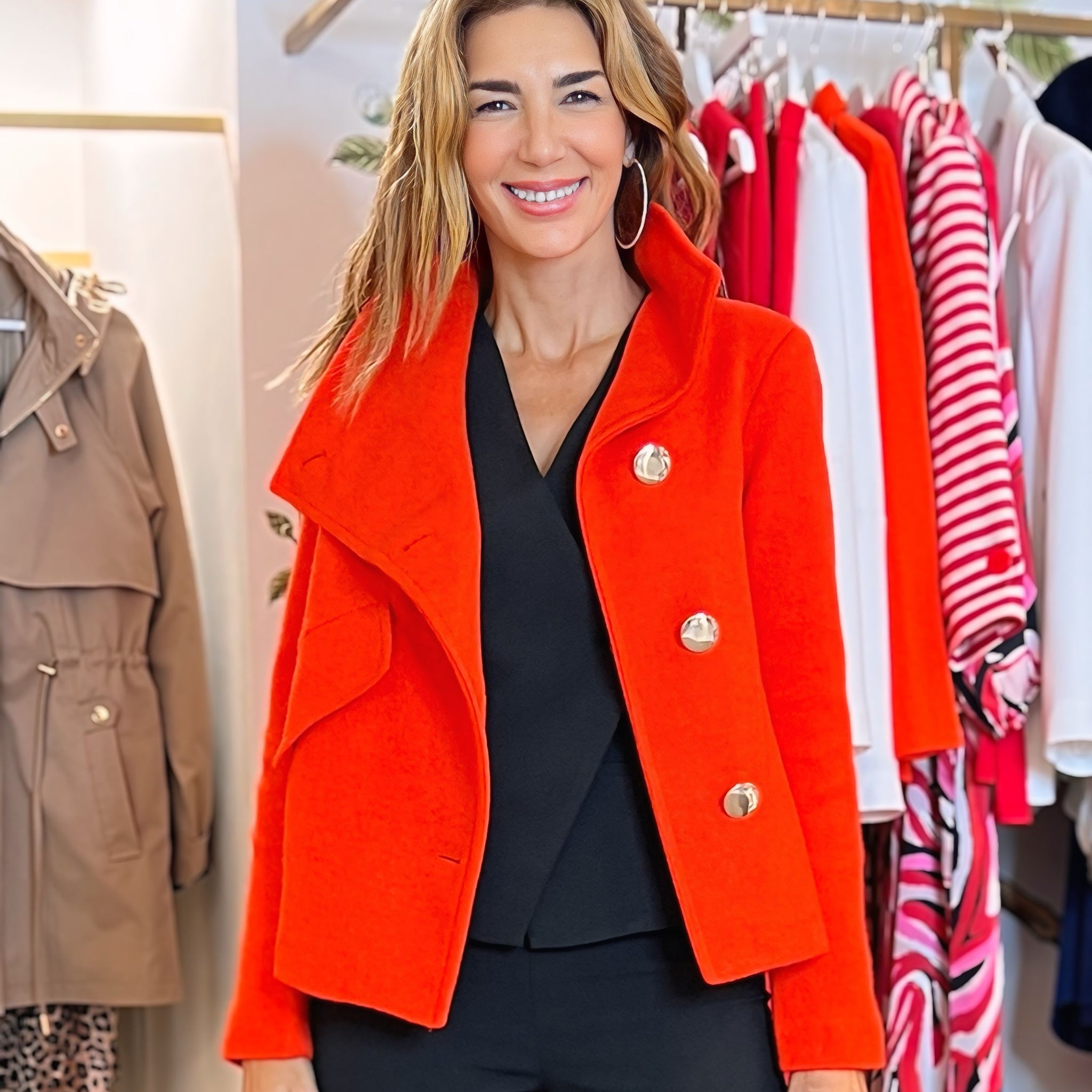 Chaqueta supersuave de botones coral