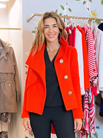 Chaqueta supersuave de botones coral