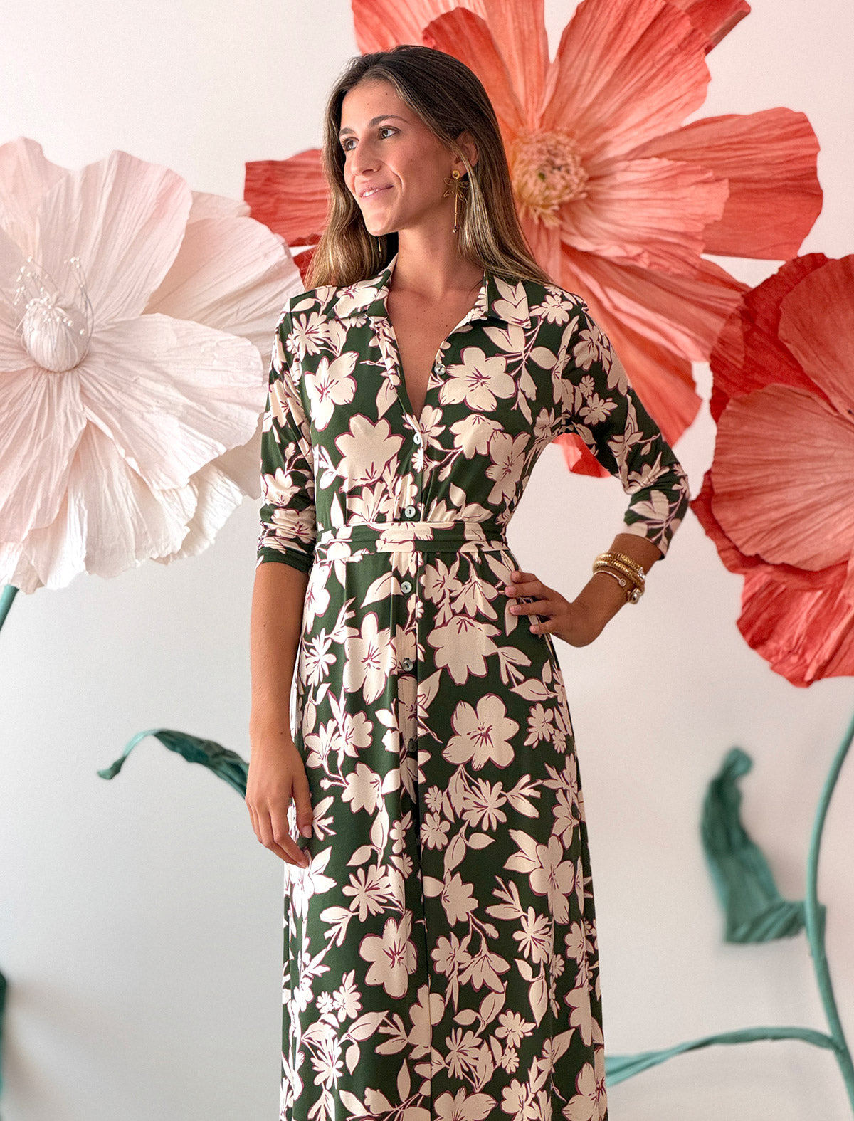 Vestido camisero de flores Chloe