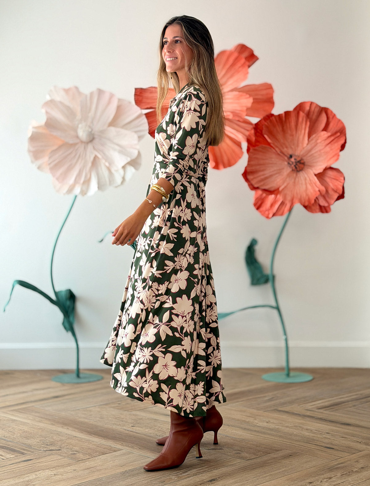 Vestido camisero de flores Chloe
