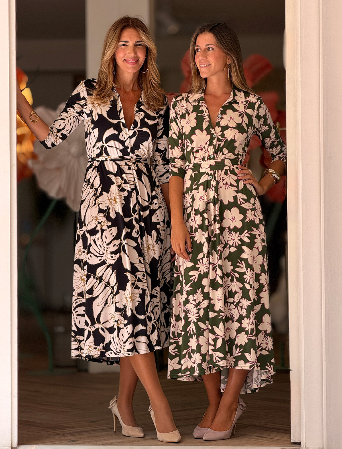 Vestido camisero de flores Ikat