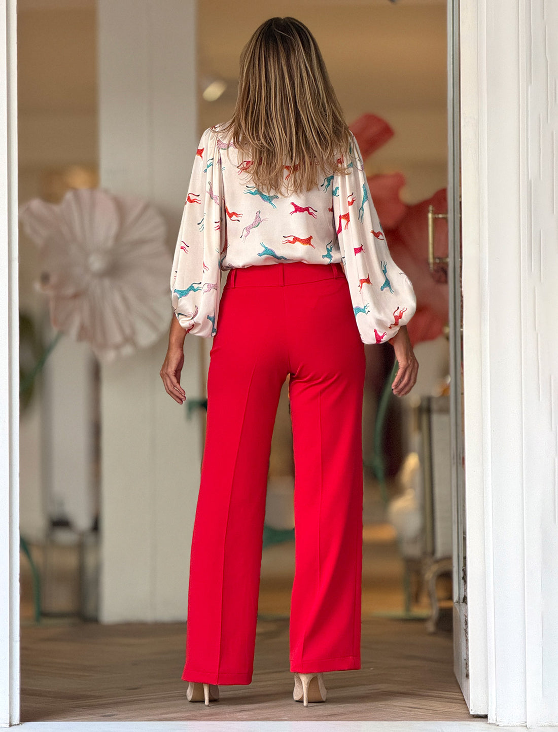 Red lady pants