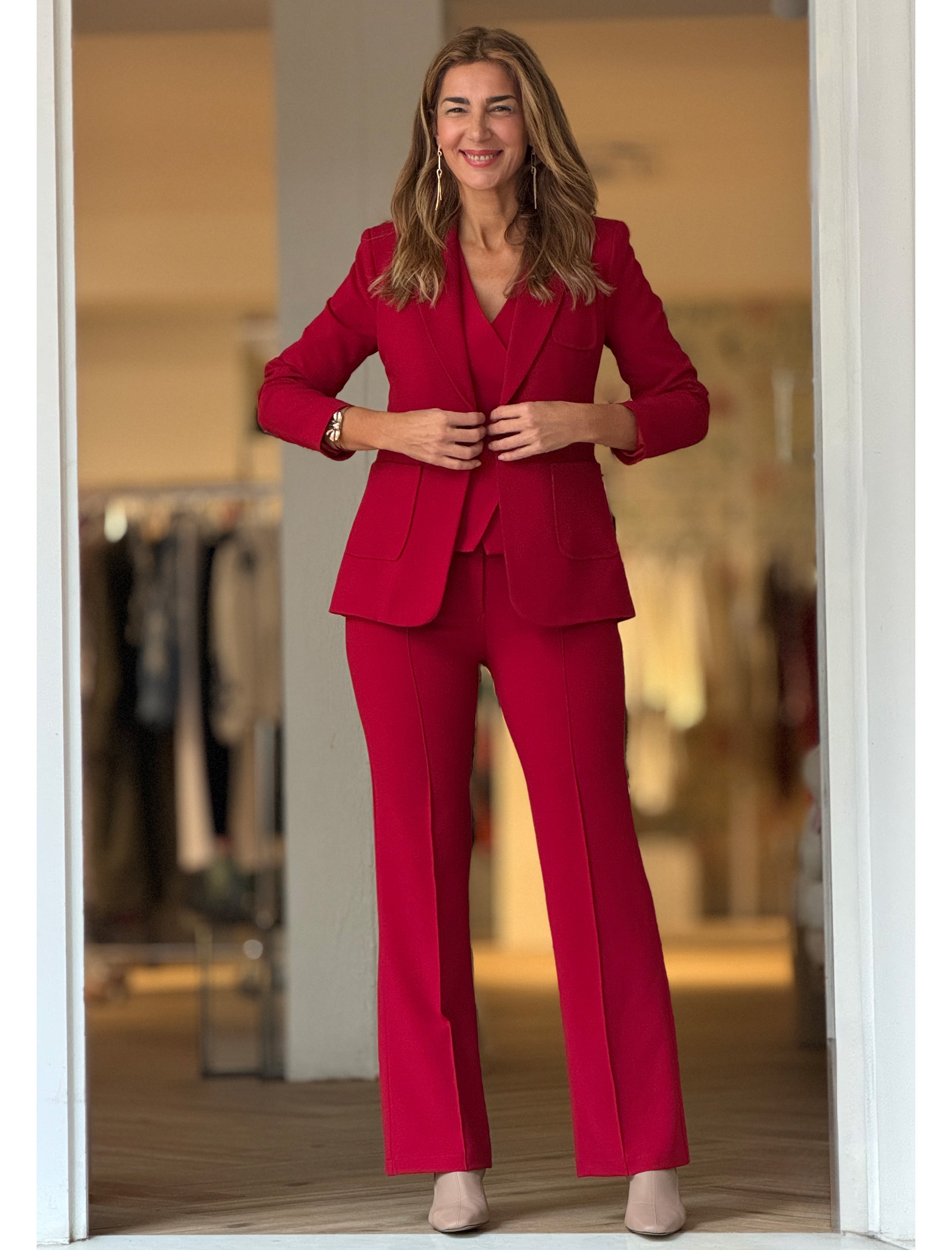 Chaqueta blazer chic marsala
