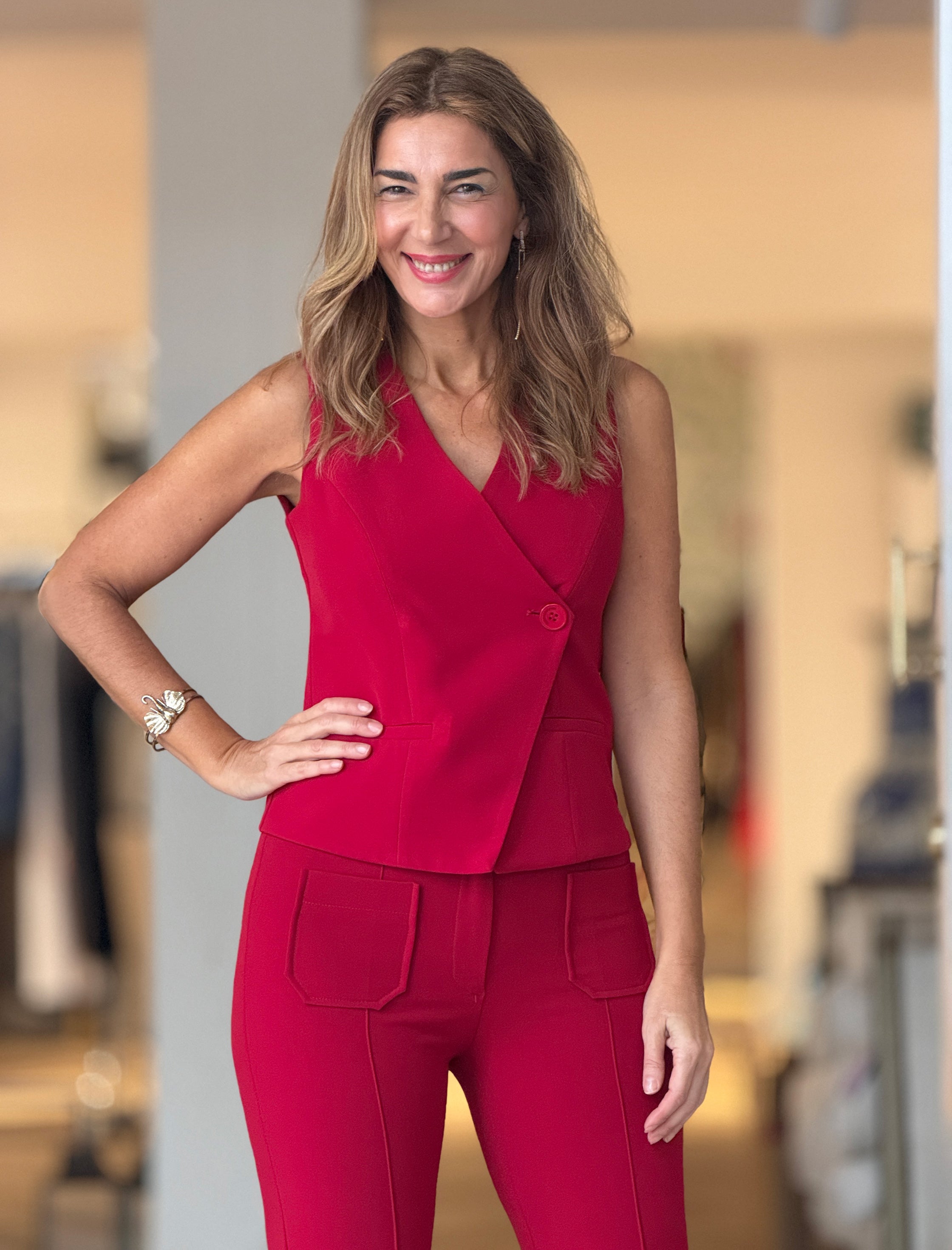 Chaleco chic marsala