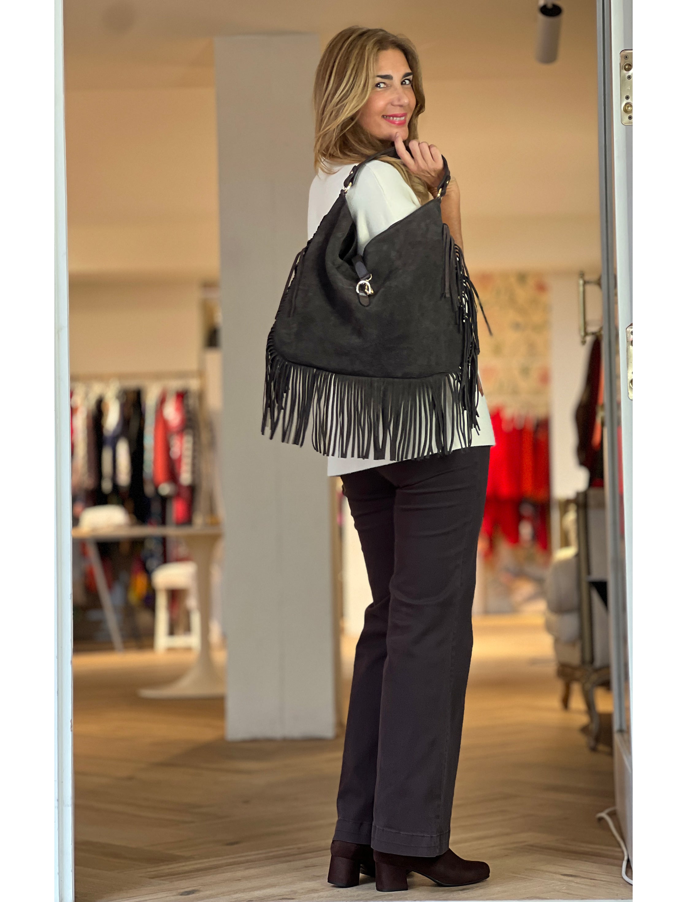 Bolso de flecos boho Chocolate